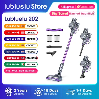Lubluelu 202 Cordless Stick Vacuum Cleaner, Lightweight, 6-in-1, 25KPa Powerful No Cord, for Carpet, Floor, Pet Hair