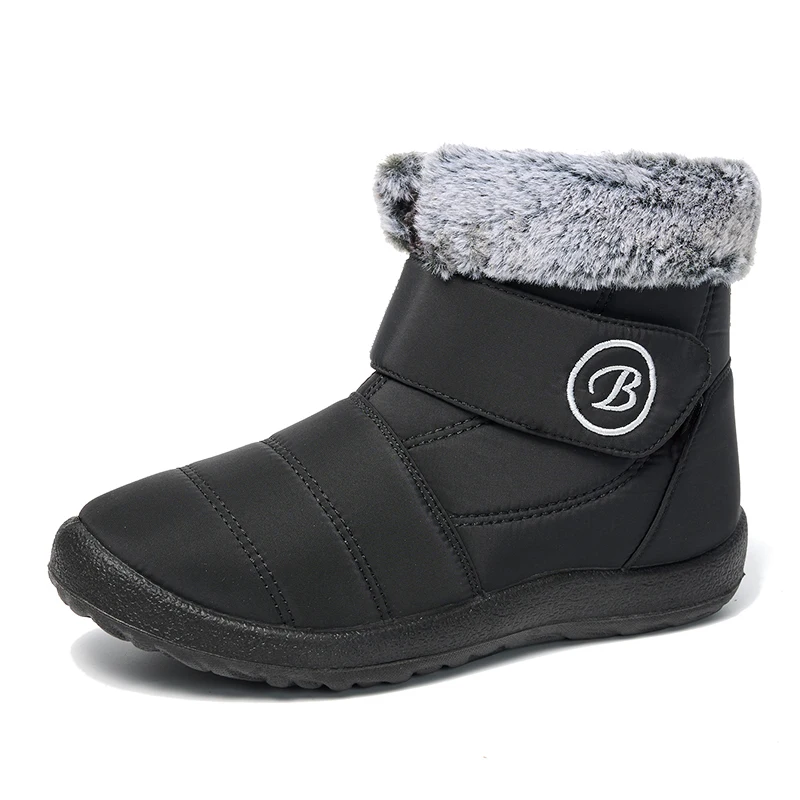 Warme, mit Fell gefütterte Winter-Schneestiefel für Damen, wasserdichte Stiefeletten, Outdoor-Booties, bequeme Schuhe für Damen