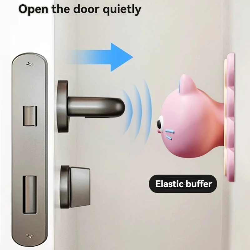 Niedliche Cartoon-Anti-Klemm-Türpolster – weiche Silikon-Stoßstangen für Griffe und Türen, geräuschlose und kindersichere Fingerschutzvorrichtungen Image