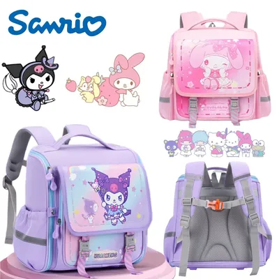 Kuromi leichte Schultasche Melody Cinnamoroll Lernausrüstung Ergonomischer Wirbelsäulenschutzrucksack für Kinder im britischen Stil Image