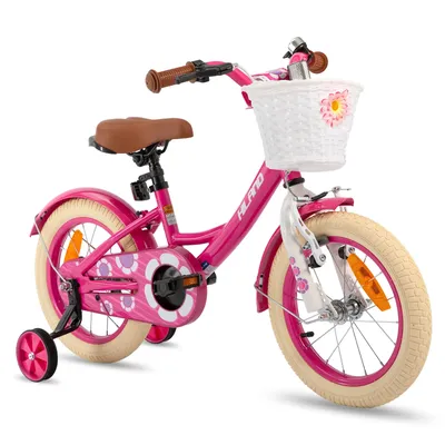 HILAND Mädchenfahrrad für Kleinkinder und Kinder im Alter von 2–7 Jahren, 12 14 16 Zoll Kinderfahrrad für Jungen und Mädchen mit Stützrädern Image