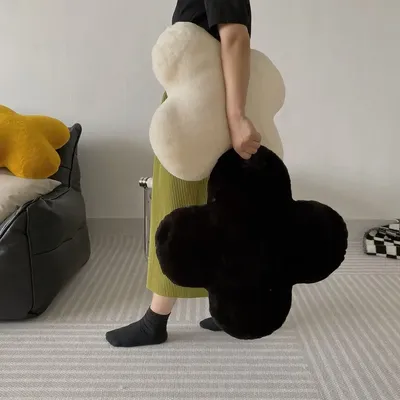 Rücken Kissen Blume einfachen Stil niedlichen einfarbigen Schlafzimmer Haushalt Plüsch Wurf kissen Büro Sofa Bowknot Mehrzweck pratical Image