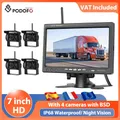 Podofo Monitor per retromarcia wireless da 7 pollici IP68 Telecamera wireless digitale impermeabile Visione notturna Telecamera per retromarcia digitale per retromarcia