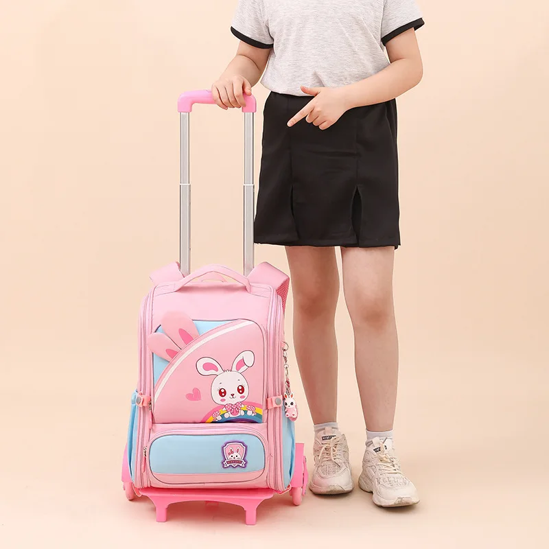 Sac à dos chariot pour enfants pour filles sac à dos roulant d'école primaire pour garçons sac d'école à roulettes sac à dos d'école à roulettes sac de livre