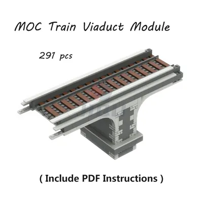 291-teiliges MOC-Zug-Viaduct-Modul-Modell-Set, Eisenbahn-Viaduct-Brückenschiene, kompatibel mit 53401, Stadtzug-Teile, Baustein-DIY-Spielzeug Image