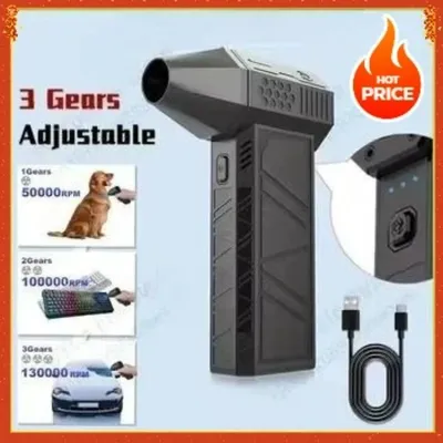 Hochleistungs-Luftgebläse mit 1300.000 U/min, Turbo-Jet-Ventilator mit LED-Licht, tragbarer Mini-Reiniger für Auto-PC, Tierhaar-Grill  Image