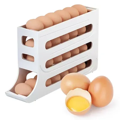 4-Layer Automatic Rolling Egg Holder, Refrigerator Egg Dispenser, Fridge Storage Box, Kitchen Organizer