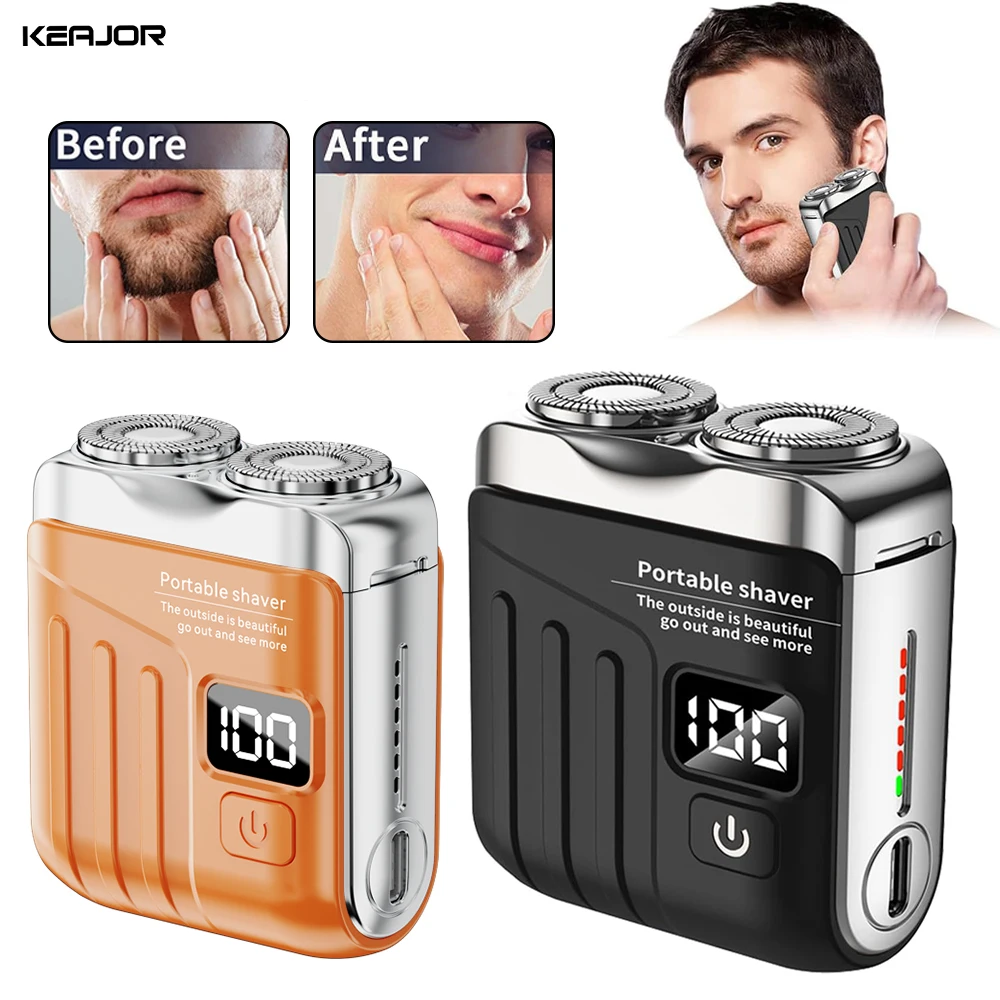 Elektrische Rasierer Männer Bart Trimmer Nass Trocken Verwenden Dual Klingen Rasierer USB Aufladbare Mini Tragbare Gesicht Bart Rasierer Für Home Reise Image