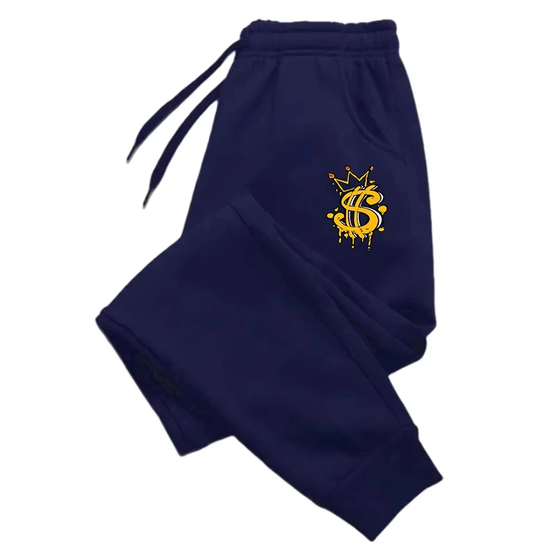 Geld Symbole Und Kronen Drucke Jogginghose Sportswear Casual Frau Hose Warme Lange Frauen Hosen Warme Tasche Frauen Y2K Jogging Image