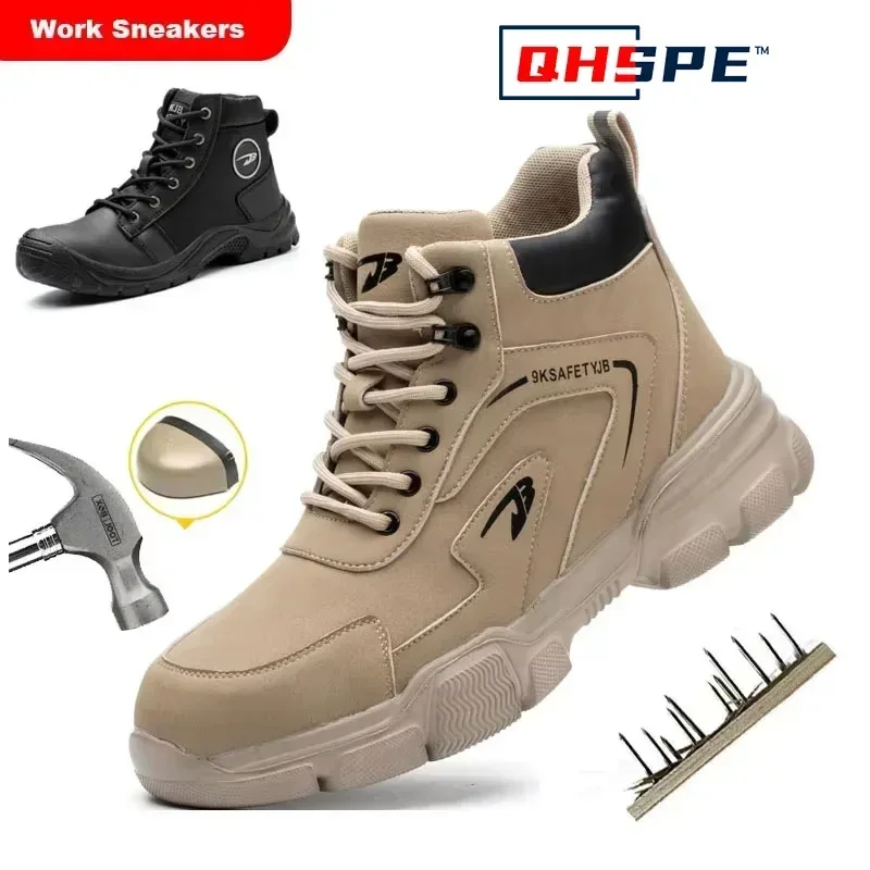 Mens Work Boots Safety Shoes Work Protective Shoes Mens Safety Shoes Anti-smash Puncture Shoes Sneakers Steel Toe Shoes
