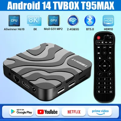 T95 Max Smart Android 12 TV Box Allwinner H618 Ultra HD 8K Dual Band WiFi 2,4G/5G Google Netflix Bluetooth 5.0 Set-Top-Box