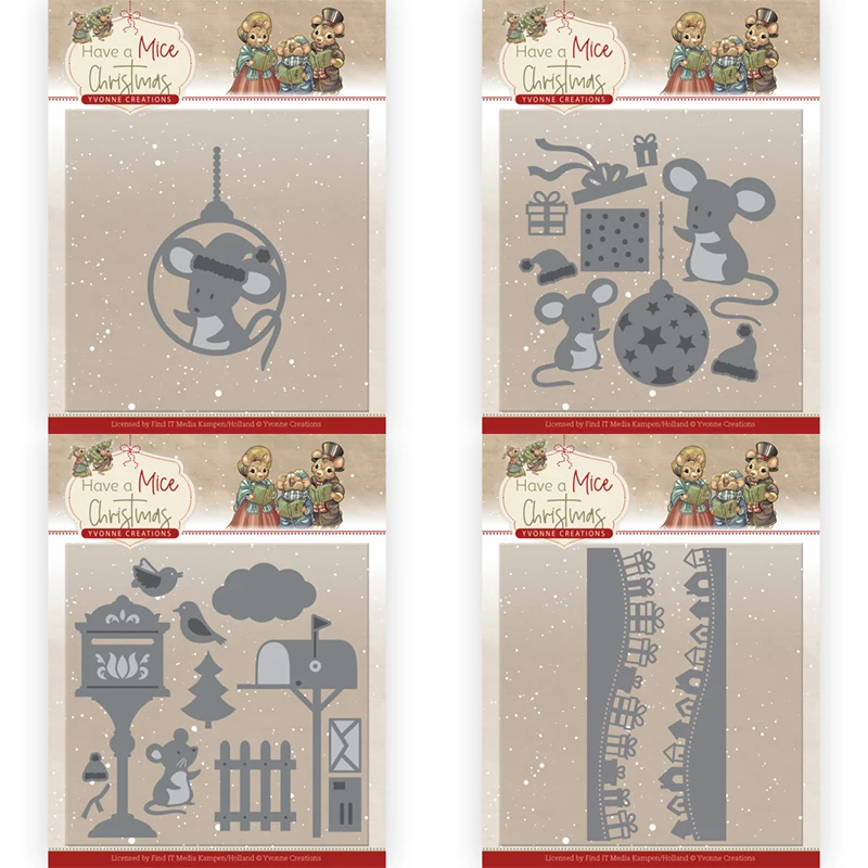 Piggy Craft metal cutting dies cut die mold Christmas mouse series Scrapbook paper craft knife mould blade punch stencils dies