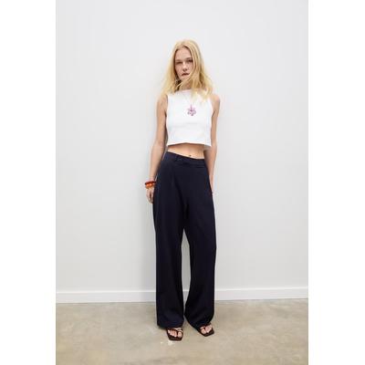 Stradivarius Wide-leg formal wear trousers Navy blue 16