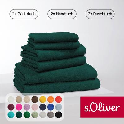 Handtuch Set S.OLIVER "s.Oliver, Premium Qualität, 600 gr/m²", grün (flaschengrün), 6 St., 2 Gästetücher 30x50cm-2 Handtücher 50x100cm-2 Duschtücher 70x140cm, Walkfrottier, Walkfrottier, Baumwolle, Handtücher (Packung), 2 Gästetücher 30x50, 2... Image