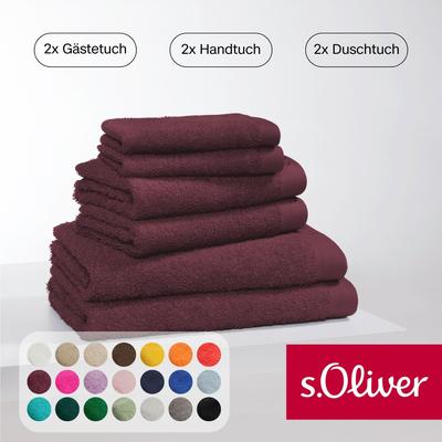 Handtuch Set S.OLIVER "s.Oliver, Premium Qualität, 600 gr/m²", rot (burgundy), 6 St., 2 Gästetücher 30x50cm-2 Handtücher 50x100cm-2 Duschtücher 70x140cm, Walkfrottier, Walkfrottier, Baumwolle, Handtücher (Packung), 2 Gästetücher 30x50, 2 Handtücher... Image