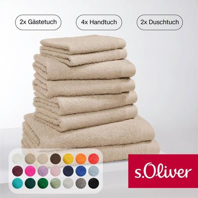Handtuch Set S.OLIVER "s.Oliver, Premium Qualität, 600 gr/m²", beige, 8 St., 2 Gästetücher 30x50cm-4 Handtücher 50x100cm-2 Duschtücher 70x140cm, Walkfrottier, Walkfrottier, Baumwolle, Handtücher (Packung), 2 Gästetücher 30x50, 4 Handtücher 50x100, 2... Image