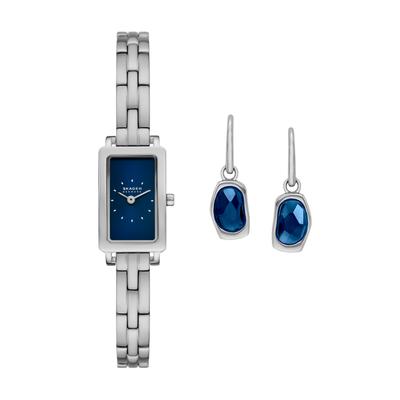 Quarzuhr SKAGEN "HAGEN MICRO", edelstahlfarben, dunkelblau, Armbanduhren, Damen, Armbanduhr, Damenuhr, Edelstahlarmband, Ideal auch als Geschenk Image