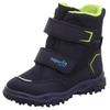 Winterstiefel SUPERFIT "HUSKY WMS: Mittel", Kinder, Gr. 38, bunt (dunkelblau, hellgrün), Textil, sportlich, Schuhe, Snowboots mit wärmendem Textilfutter, Größenschablone zum Download