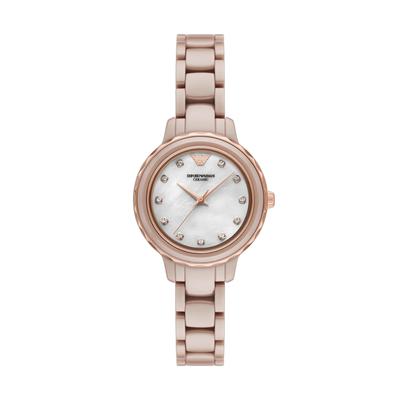 Quarzuhr EMPORIO ARMANI, natur, Armbanduhren, Damen, Armbanduhr, Damenuhr, Keramik, analog, Glassteine Image