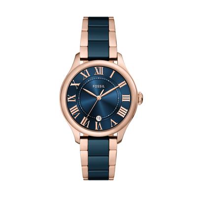 Quarzuhr FOSSIL "GILMORE", roségoldfarben, marine, Armbanduhren, Damen, Armbanduhr, Damenuhr, analog, Tag Image