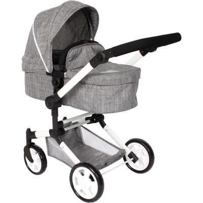 Kombi-Puppenwagen CHIC2000 "Linus", jeans grau, Puppenwagen, KinderB:42cm H:82cm T:72cm, Stahl, Polyester, Kunststoff, mit schwenkbaren Vorderrädern, B:42cm H:82cm T:72cm