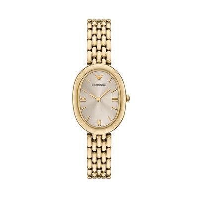 Quarzuhr EMPORIO ARMANI, gelbgoldfarben, Armbanduhren, Damen, Armbanduhr, Damenuhr, Lederarmband, analog Image