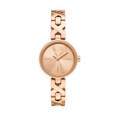 Quarzuhr ARMANI EXCHANGE, roségoldfarben, Armbanduhren, Damen, Armbanduhr, Damenuhr, Lederarmband, analog Image