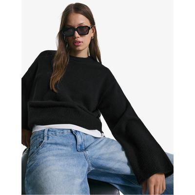Bershka Oversize Sweater With Ribbed Hem Women Xs Black