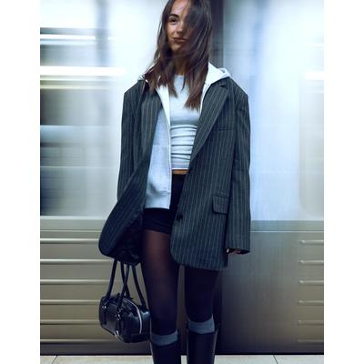Bershka Oversized Blazer Women Xs Dark Grey