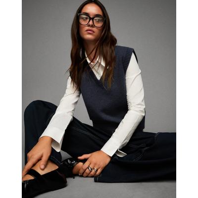 Bershka Soft Touch V-Neck Vest Women Xs Blue