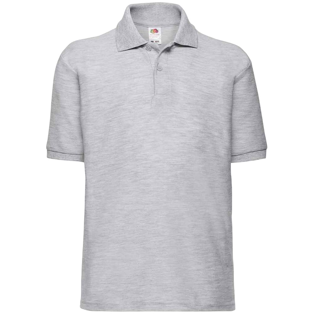 Fruit of the Loom Kinder Poly/Baumwolle Pique Polo Shirt (Grau meliert) Image