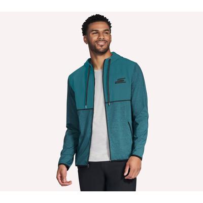 Skechers Men's Harry Kane Weekend Full Zip Hoodie | Size Large | Charcoal/Teal | Polyester/Clear Spandex
