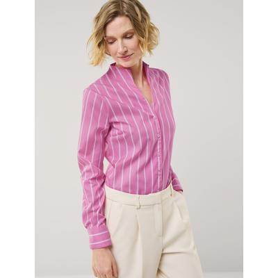 Walbusch Damen Bügelfrei-Bluse Kelchkragen Rose gestreift Image