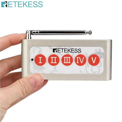 Retekess TD005 5-Key Wireless Calling Bell Pager Call Button Transmitter for Wireless Calling System for Restaurant Cafe Bar