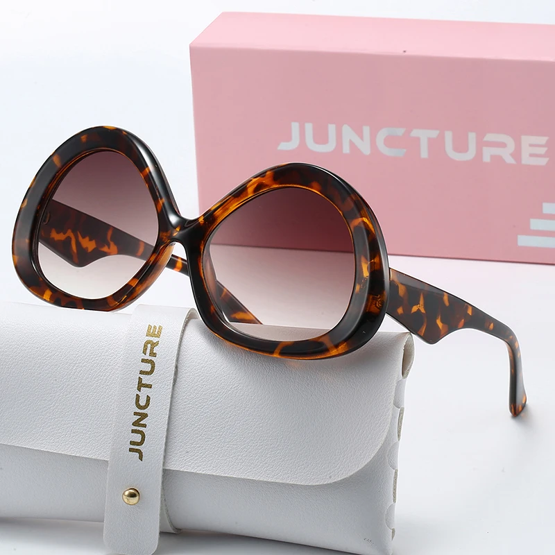 JUNCTURE Modische ovale Damen-Sonnenbrille, zum Anziehen, Sonnenbrille, großer Rahmen, Farbverlauf, für Damen, Party, Urlaub, Geschenke, Sonnenbrille für Damen Image