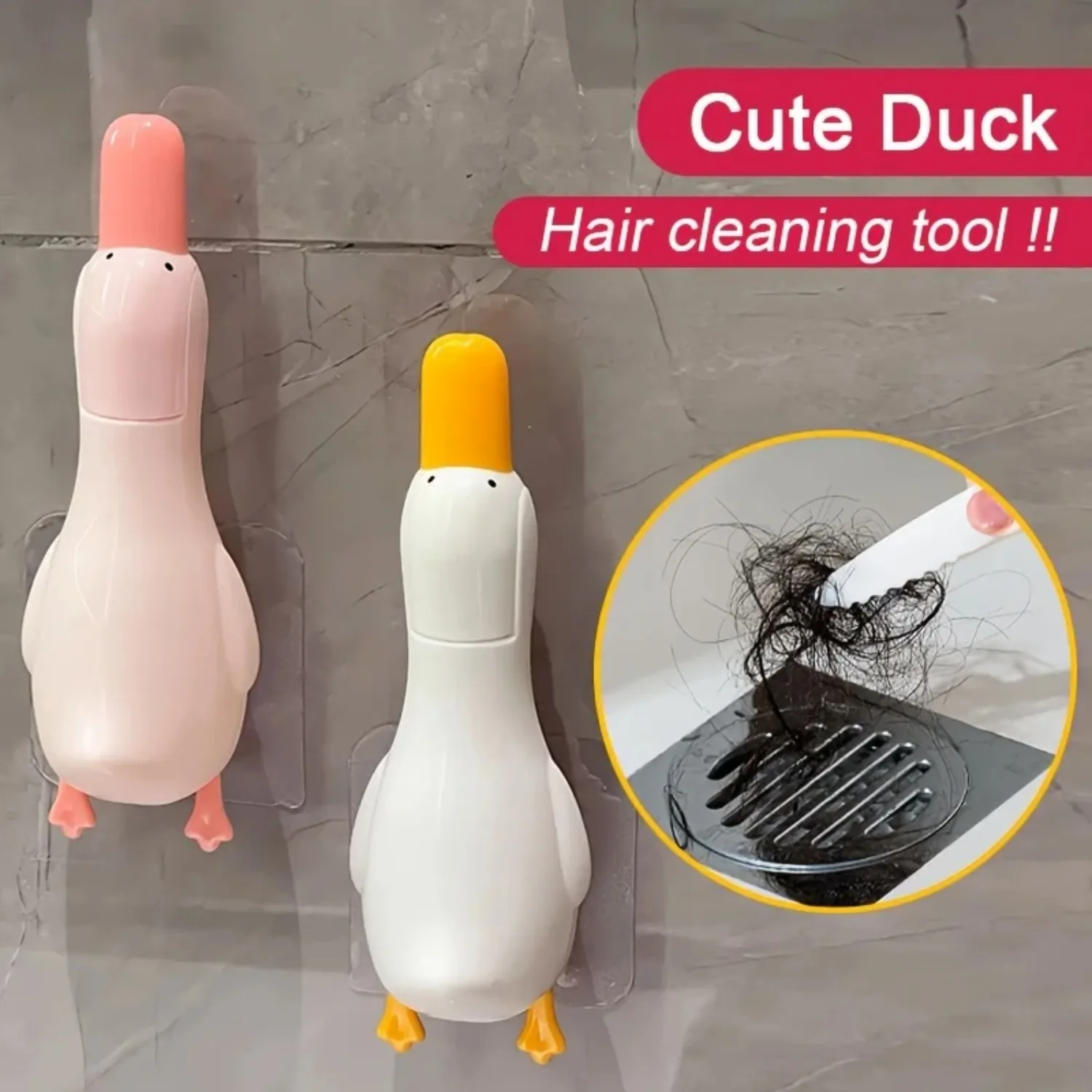 1pc Nette Ente Geformt Reinigung Clip Dual-kopf Design Bad Haar Clips Wand-montiert Besen Sauber Klemme bad Reinigung Werkzeuge