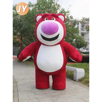 Rosa Erdbeerbär aufblasbares Kostüm Straße lustiger Erdbeerbär Maskottchen Kostüm Cosplay Halloween aufblasbares Maskottchen Disney Image