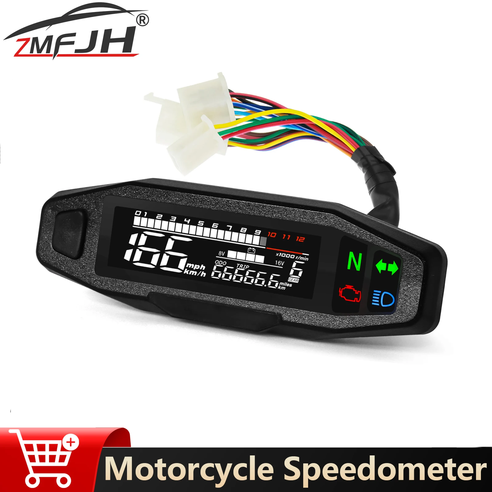 Universal Motorrad Tacho RPM Gauge Kilometerzähler Kraftstoff Ebene Digitale Dashboard Für 12V Motor Mit Sensor/Halterung (option) Image