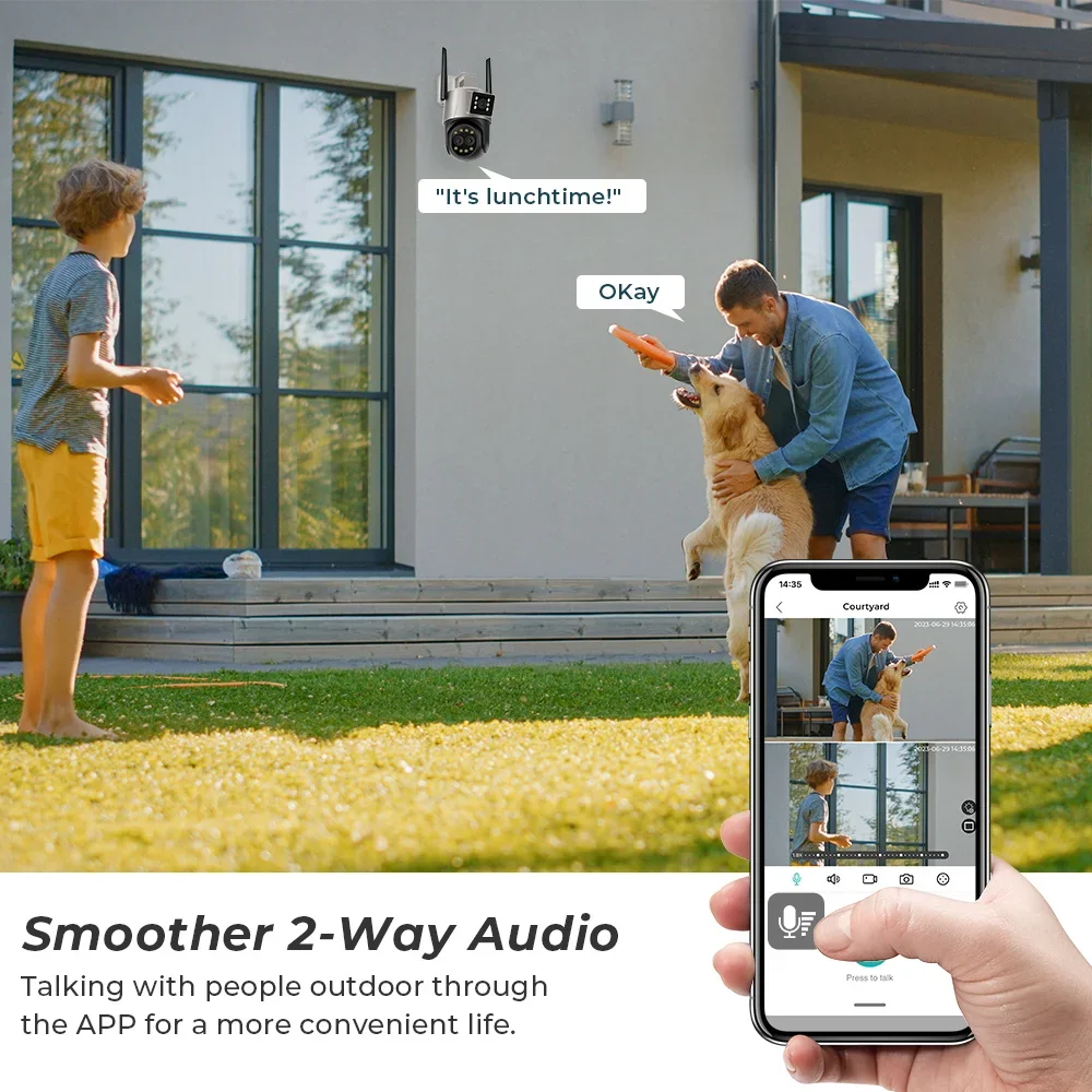 9MP 4K HD WiFi IP Kamera Outdoor 8x Zoom Drei Objektiv Dual Screen PTZ Kamera Auto Tracking Home Security CCTV Überwachung 6MP Cam Image