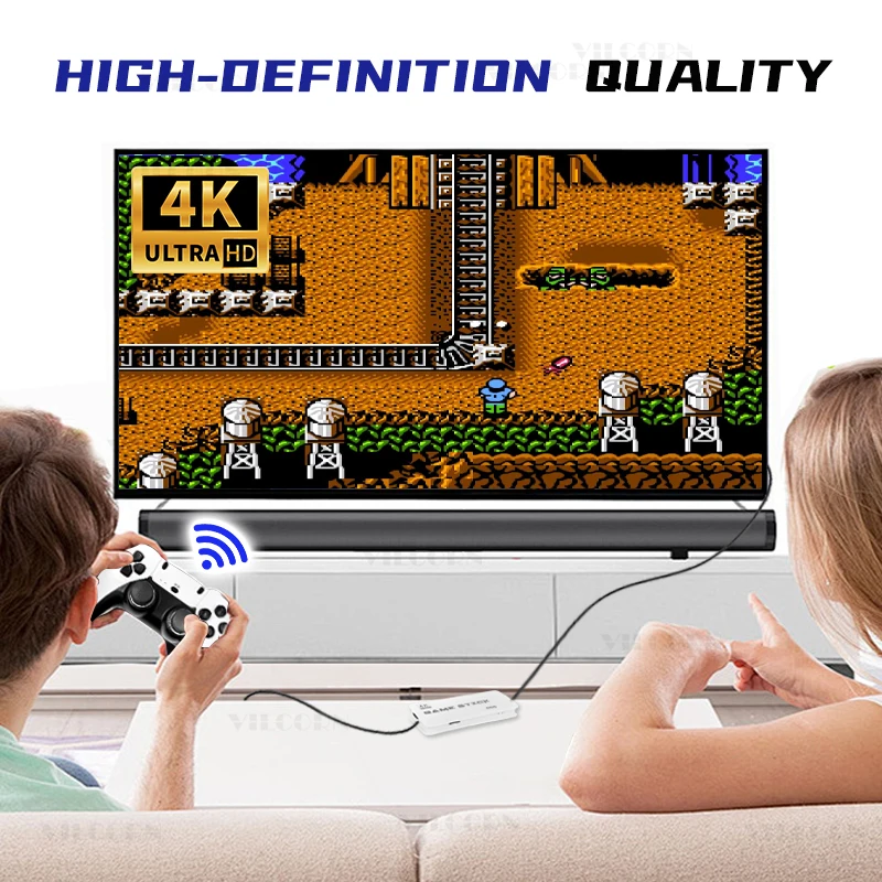Nouvelle Console de jeu rétro 64 go 20000 + Console de jeu portable Version de jeu sans fil avec 20 + émulateur intégré bâton de jeu 4K