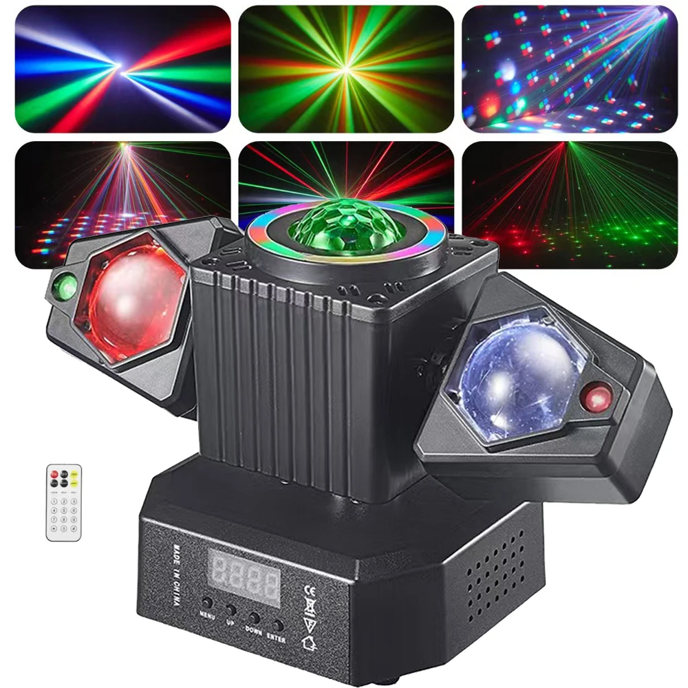 4IN1 Effect LED Moving Head Light Mini DJ Party Light 50W RGBW Stage Moving Head Light With LED Strip for Disco,Bar,Club Shows
