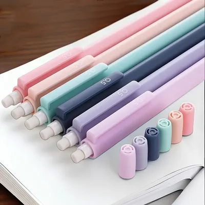 12/6pcs Pastel Mechanical Pencil Set, Cute Mechanical Pencils Aesthetic Pencil Set Retractable Pencil Colored Mechanical Pencils