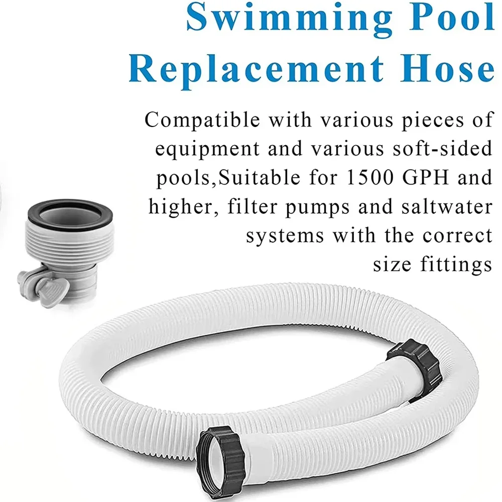 Tuyau de pompe de filtre de piscine de 1,5 pouces de diamètre avec adaptateur tuyau de pompe de filtre à sable de piscine pour pompes de filtre à sable de piscine Intex systèmes d'eau salée