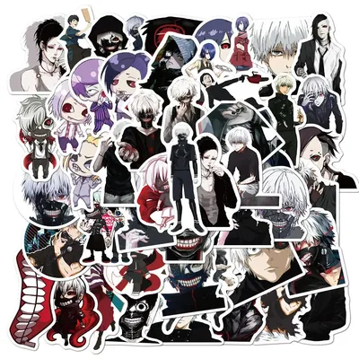 50 Stück klassische Anime Tokyo Ghoul Graffiti-Aufkleber – wasserdichte PVC-Dekoraufkleber für Computer-Reisetasche (Anime Worlds Store) Image