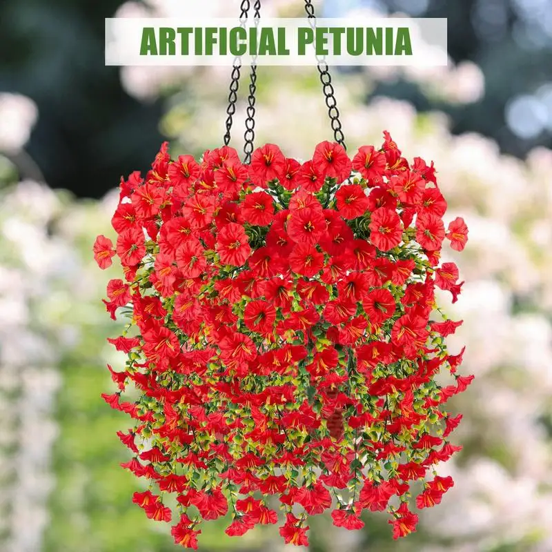 Künstliche Petnias für den Außenbereich, 2 x gefälschte Petnias, Seidenblumen, wetterfest, UV-beständig, simulierte bunte ewige Pflanzen