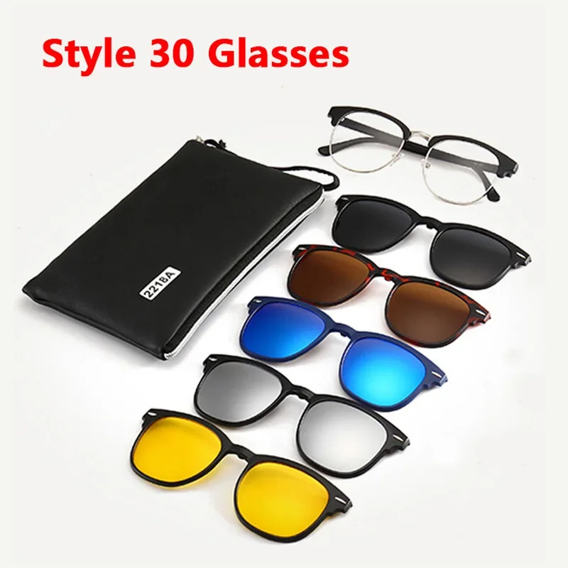 Monture de lunettes 6 en 1 pour hommes et femmes, lunettes de soleil polarisées à clipser, lunettes magnétiques pour hommes, lunettes optiques pour ordinateur, 5 pièces, 2022