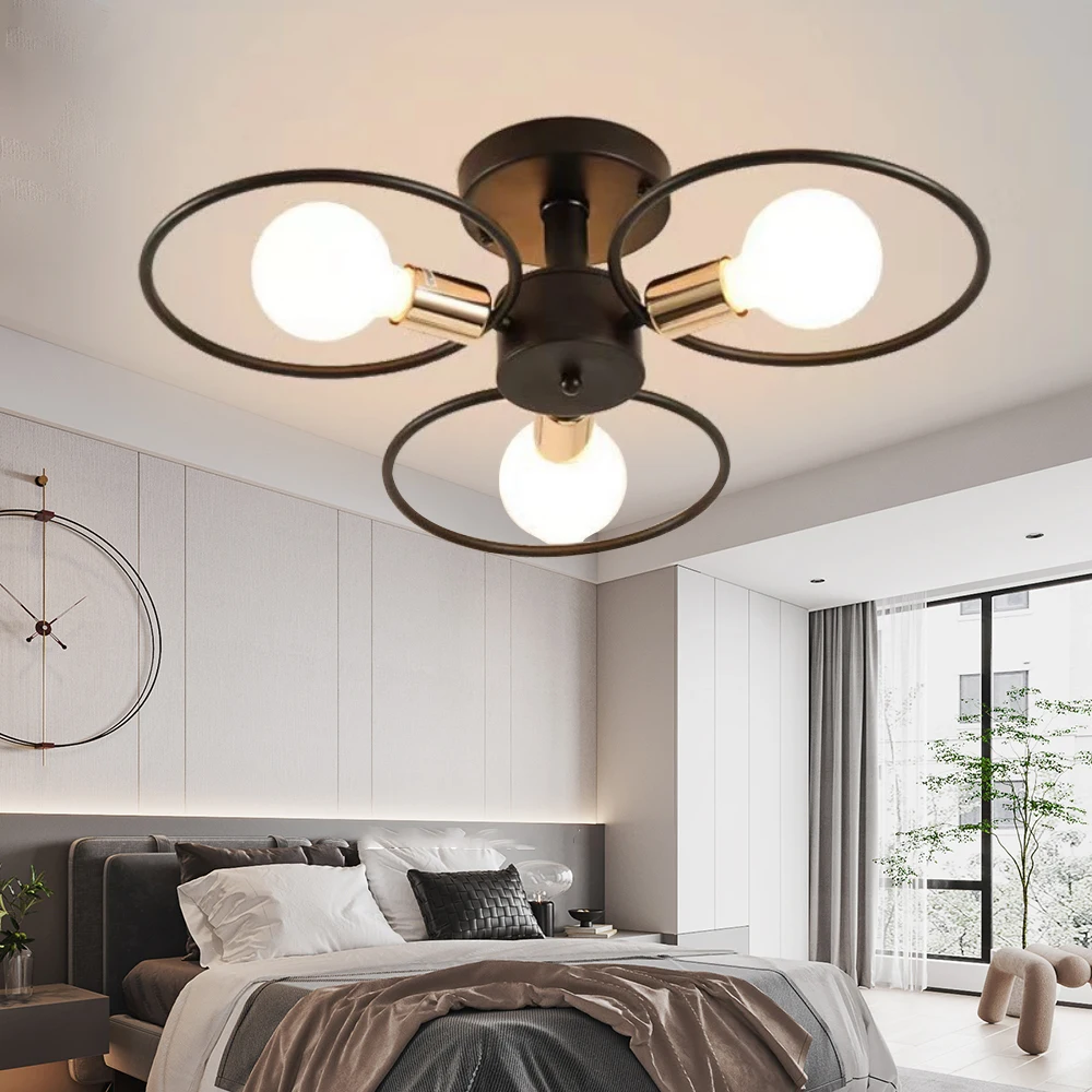 Minimalismus Nordic Pendelleuchten Eisen Deckenleuchte Mehrere Köpfe E27 Kronleuchter Schwarz Gold Farbe Beleuchtungskörper