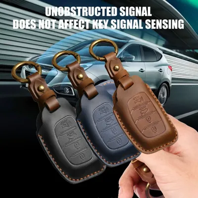 Leather for Hyundai Ix25 Ix35 Ix45 Tucson Sonata Rena Creta Verna Solaris Mistra Elantra Accent Remote 3 4 Button Car Key Case
