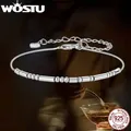 WOSTU Solido argento sterling 925 Ti amo Codice Morse Bracciale per le donne Perline Collegamenti Miglior regalo di gioielli di San Valentino per l'amante