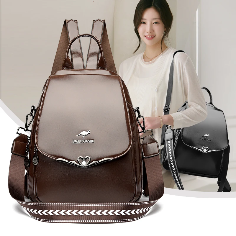 Zaino in pelle vintage di grande capacità di lusso Borsa tote alla moda da donna Zaino casual di grande capacità Borsa a tracolla elegante